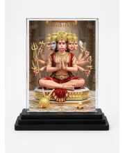 Lord Brahma Acrylic Car Dashboard Showpiece | Double-Sided Lord Brahma Photo Stand | 3 X 4 Inch Photo | Transparent Acrylic Frame With Black Base | Car Dashboard, Office & Table Decor (F71671)