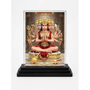 Lord Brahma Acrylic Car Dashboard Showpiece | Double-Sided Lord Brahma Photo Stand | 3 X 4 Inch Photo | Transparent Acrylic Frame With Black Base | Car Dashboard, Office & Table Decor (F71671)