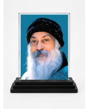 Osho Acrylic Car Dashboard Showpiece | Double-Sided Osho Photo Stand | 3 X 4 Inch Photo | Transparent Acrylic Frame With Black Base | Car Dashboard, Office & Table Decor (F71679)