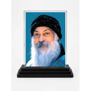 Osho Acrylic Car Dashboard Showpiece | Double-Sided Osho Photo Stand | 3 X 4 Inch Photo | Transparent Acrylic Frame With Black Base | Car Dashboard, Office & Table Decor (F71679)