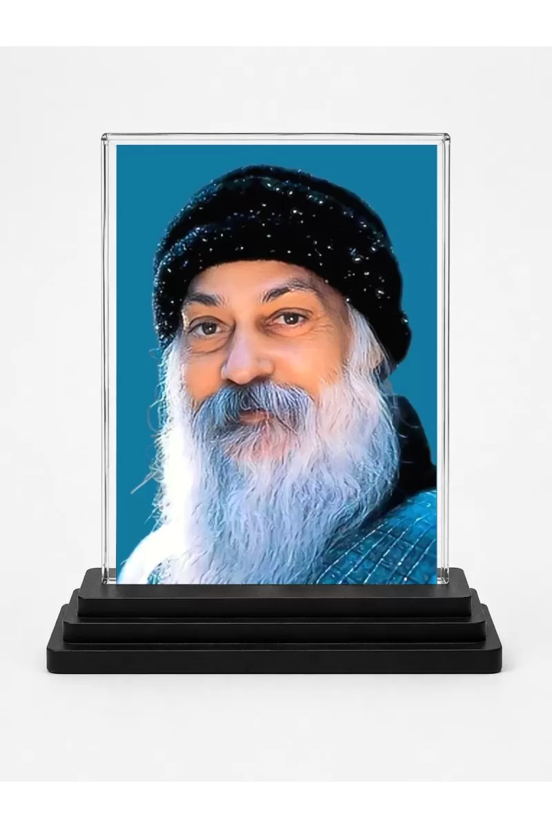 Osho Acrylic Car Dashboard Showpiece | Double-Sided Osho Photo Stand | 3 X 4 Inch Photo | Transparent Acrylic Frame With Black Base | Car Dashboard, Office & Table Decor (F71679)