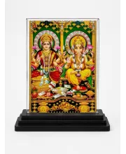 Lord Ganesha And Lord Ganesha Acrylic Car Dashboard Showpiece | Double-Sided Lord Ganesha And Lord Ganesha Photo Stand | 3 X 4 Inch Photo | Transparent Acrylic Frame With Black Base | Car Dashboard, Office & Table Decor (F71680)