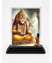 Narasimha Acrylic Car Dashboard Showpiece | Double-Sided Narasimha Photo Stand | 3 X 4 Inch Photo | Transparent Acrylic Frame With Black Base | Car Dashboard, Office & Table Decor (F71681)