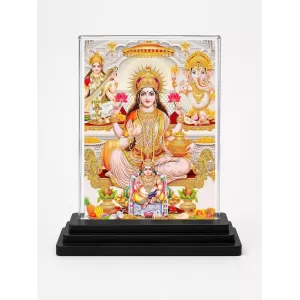 Lord Ganesha Acrylic Car Dashboard Showpiece | Double-Sided Lord Ganesha Photo Stand | 3 X 4 Inch Photo | Transparent Acrylic Frame With Black Base | Car Dashboard, Office & Table Decor (F71682)
