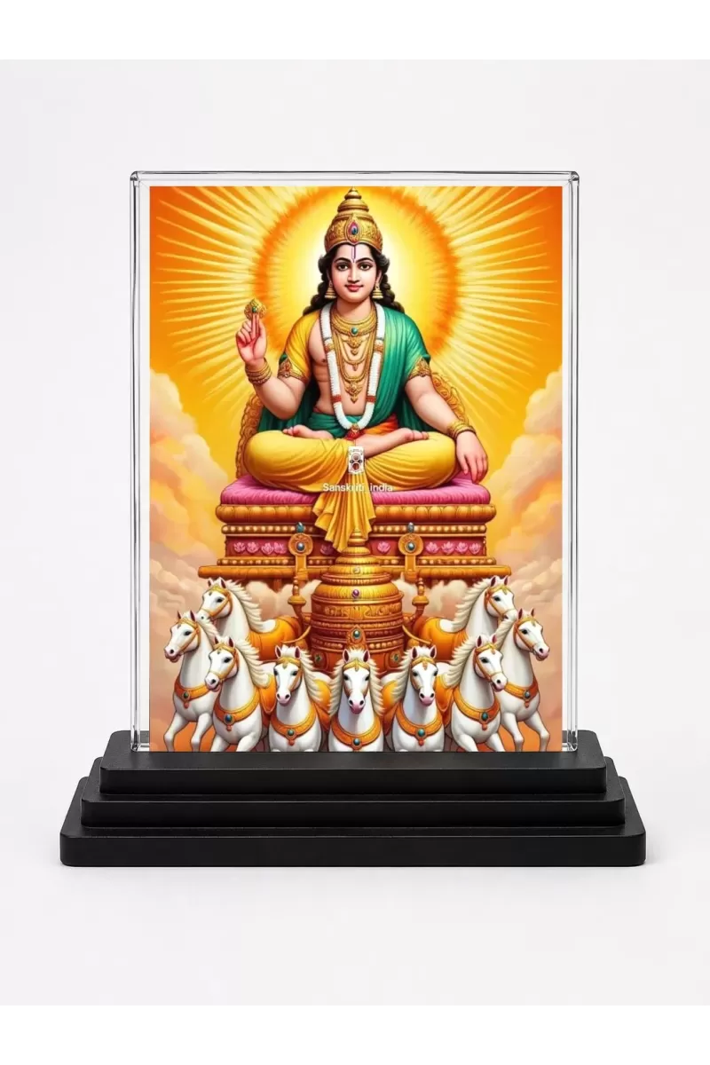 Surya Acrylic Car Dashboard Showpiece | Double-Sided Surya Photo Stand | 3 X 4 Inch Photo | Transparent Acrylic Frame With Black Base | Car Dashboard, Office & Table Decor (F71683)
