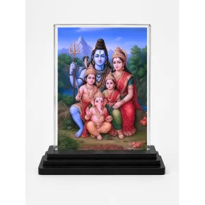 Shiva Acrylic Car Dashboard Showpiece | Double-Sided Shiva Photo Stand | 3 X 4 Inch Photo | Transparent Acrylic Frame With Black Base | Car Dashboard, Office & Table Decor (F71686)