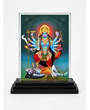 Goddess Kali Acrylic Car Dashboard Showpiece | Double-Sided Goddess Kali Photo Stand | 3 X 4 Inch Photo | Transparent Acrylic Frame With Black Base | Car Dashboard, Office & Table Decor (F71697)