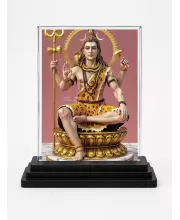 Lord Shiva Acrylic Car Dashboard Showpiece | Double-Sided Lord Shiva Photo Stand | 3 X 4 Inch Photo | Transparent Acrylic Frame With Black Base | Car Dashboard, Office & Table Decor (F71699)