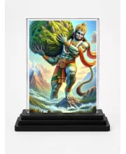 Hanuman Acrylic Car Dashboard Showpiece | Double-Sided Hanuman Photo Stand | 3 X 4 Inch Photo | Transparent Acrylic Frame With Black Base | Car Dashboard, Office & Table Decor (F71702)