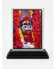 Goddess Kali Acrylic Car Dashboard Showpiece | Double-Sided Goddess Kali Photo Stand | 3 X 4 Inch Photo | Transparent Acrylic Frame With Black Base | Car Dashboard, Office & Table Decor (F71703)