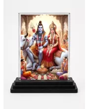 Lord Shiva Acrylic Car Dashboard Showpiece | Double-Sided Lord Shiva Photo Stand | 3 X 4 Inch Photo | Transparent Acrylic Frame With Black Base | Car Dashboard, Office & Table Decor (F71706)
