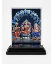 Lord Ganesha Acrylic Car Dashboard Showpiece | Double-Sided Lord Ganesha Photo Stand | 3 X 4 Inch Photo | Transparent Acrylic Frame With Black Base | Car Dashboard, Office & Table Decor (F71707)