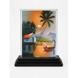 Village Painting Acrylic Car Dashboard Showpiece | Double-Sided Village Painting Photo Stand | 3 X 4 Inch Photo | Transparent Acrylic Frame With Black Base | Car Dashboard, Office & Table Decor (F71708) Village Painting Acrylic Car Dashboard Showpiece | Double-Sided Village Painting Photo Stand | 3 X 4 Inch Photo | Transparent Acrylic Frame With Black Base | Car Dashboard, Office & Table Decor (F71708)