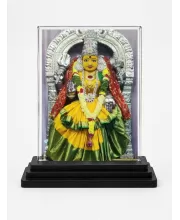 Yellamma Acrylic Car Dashboard Showpiece | Double-Sided Yellamma Photo Stand | 3 X 4 Inch Photo | Transparent Acrylic Frame With Black Base | Car Dashboard, Office & Table Decor (F71710)