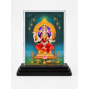 Goddess Durga Acrylic Car Dashboard Showpiece | Double-Sided Goddess Durga Photo Stand | 3 X 4 Inch Photo | Transparent Acrylic Frame With Black Base | Car Dashboard, Office & Table Decor (F71712)