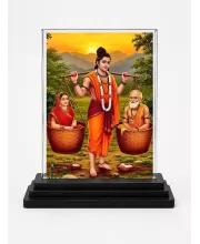 Bal Shree Krishna Acrylic Car Dashboard Showpiece | Double-Sided Bal Shree Krishna Photo Stand | 3 X 4 Inch Photo | Transparent Acrylic Frame With Black Base | Car Dashboard, Office & Table Decor (F71713)