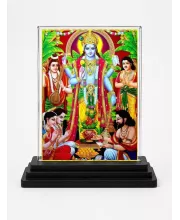 Lord Vishnu Acrylic Car Dashboard Showpiece | Double-Sided Lord Vishnu Photo Stand | 3 X 4 Inch Photo | Transparent Acrylic Frame With Black Base | Car Dashboard, Office & Table Decor (F71716)