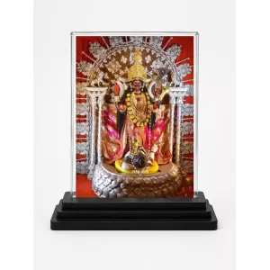 Goddess Kali Acrylic Car Dashboard Showpiece | Double-Sided Goddess Kali Photo Stand | 3 X 4 Inch Photo | Transparent Acrylic Frame With Black Base | Car Dashboard, Office & Table Decor (F71722)