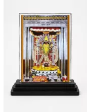 Kamakshi Acrylic Car Dashboard Showpiece | Double-Sided Kamakshi Photo Stand | 3 X 4 Inch Photo | Transparent Acrylic Frame With Black Base | Car Dashboard, Office & Table Decor (F71724)