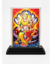 Narasimha Acrylic Car Dashboard Showpiece | Double-Sided Narasimha Photo Stand | 3 X 4 Inch Photo | Transparent Acrylic Frame With Black Base | Car Dashboard, Office & Table Decor (F71732)
