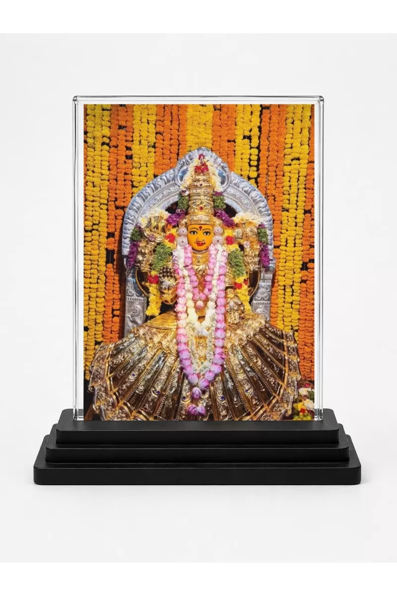 Lord Ganesha Acrylic Car Dashboard Showpiece | Double-Sided Lord Ganesha Photo Stand | 3 X 4 Inch Photo | Transparent Acrylic Frame With Black Base | Car Dashboard, Office & Table Decor (F71734)