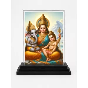 Parvati Acrylic Car Dashboard Showpiece | Double-Sided Parvati Photo Stand | 3 X 4 Inch Photo | Transparent Acrylic Frame With Black Base | Car Dashboard, Office & Table Decor (F71737)