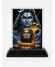 Shiva Acrylic Car Dashboard Showpiece | Double-Sided Shiva Photo Stand | 3 X 4 Inch Photo | Transparent Acrylic Frame With Black Base | Car Dashboard, Office & Table Decor (F71739)