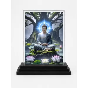 Buddha Acrylic Car Dashboard Showpiece | Double-Sided Buddha Photo Stand | 3 X 4 Inch Photo | Transparent Acrylic Frame With Black Base | Car Dashboard, Office & Table Decor (F71743) Buddha Acrylic Car Dashboard Showpiece | Double-Sided Buddha Photo Stand | 3 X 4 Inch Photo | Transparent Acrylic Frame With Black Base | Car Dashboard, Office & Table Decor (F71743)
