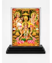 Lord Ganesha Acrylic Car Dashboard Showpiece | Double-Sided Lord Ganesha Photo Stand | 3 X 4 Inch Photo | Transparent Acrylic Frame With Black Base | Car Dashboard, Office & Table Decor (F71747)
