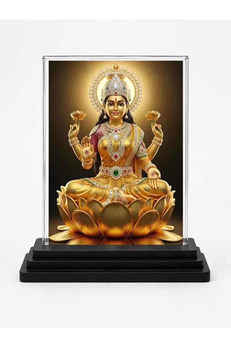 Lord Ganesha Acrylic Car Dashboard Showpiece | Double-Sided Lord Ganesha Photo Stand | 3 X 4 Inch Photo | Transparent Acrylic Frame With Black Base | Car Dashboard, Office & Table Decor (F71750)