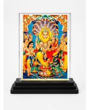Narasimha Acrylic Car Dashboard Showpiece | Double-Sided Narasimha Photo Stand | 3 X 4 Inch Photo | Transparent Acrylic Frame With Black Base | Car Dashboard, Office & Table Decor (F71752)