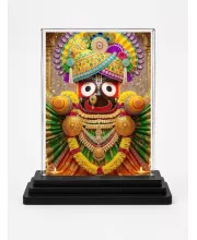 Jagannatha Acrylic Car Dashboard Showpiece | Double-Sided Jagannatha Photo Stand | 3 X 4 Inch Photo | Transparent Acrylic Frame With Black Base | Car Dashboard, Office & Table Decor (F71757)