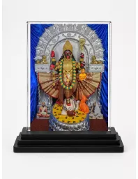 Goddess Kali Acrylic Car Dashboard Showpiece | Double-Sided Goddess Kali Photo Stand | 3 X 4 Inch Photo | Transparent Acrylic Frame With Black Base | Car Dashboard, Office & Table Decor (F71758)