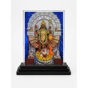 Goddess Kali Acrylic Car Dashboard Showpiece | Double-Sided Goddess Kali Photo Stand | 3 X 4 Inch Photo | Transparent Acrylic Frame With Black Base | Car Dashboard, Office & Table Decor (F71758)
