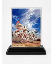 Krishna Acrylic Car Dashboard Showpiece | Double-Sided Krishna Photo Stand | 3 X 4 Inch Photo | Transparent Acrylic Frame With Black Base | Car Dashboard, Office & Table Decor (F71761)