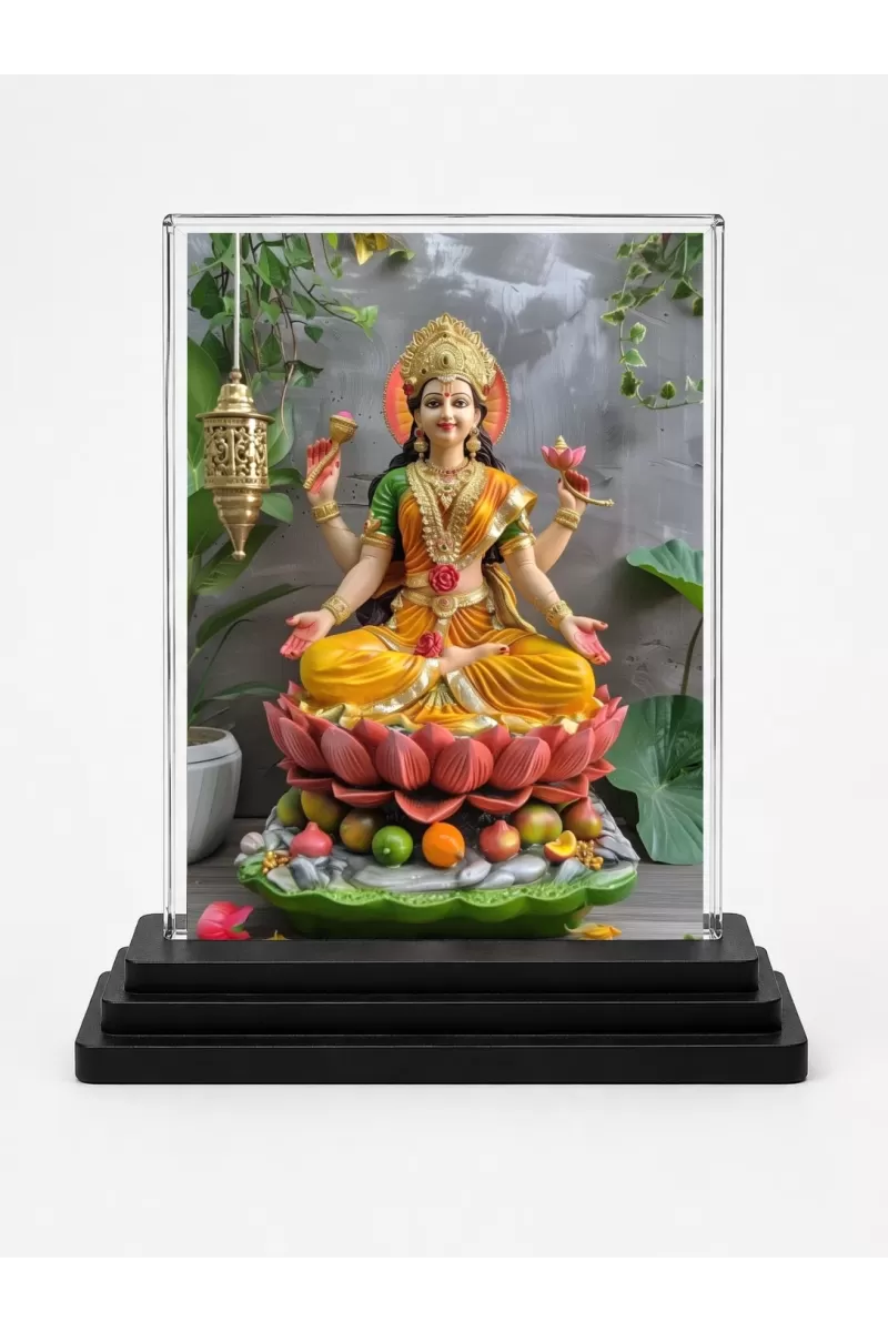 Lord Ganesha Acrylic Car Dashboard Showpiece | Double-Sided Lord Ganesha Photo Stand | 3 X 4 Inch Photo | Transparent Acrylic Frame With Black Base | Car Dashboard, Office & Table Decor (F71763)