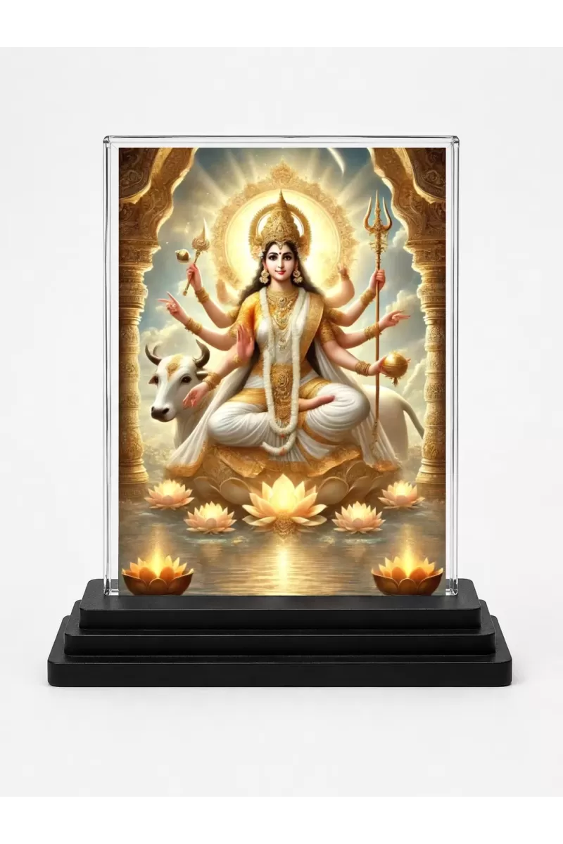 Brahma Acrylic Car Dashboard Showpiece | Double-Sided Brahma Photo Stand | 3 X 4 Inch Photo | Transparent Acrylic Frame With Black Base | Car Dashboard, Office & Table Decor (F71766)
