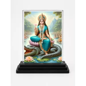 Lord Ganesha Acrylic Car Dashboard Showpiece | Double-Sided Lord Ganesha Photo Stand | 3 X 4 Inch Photo | Transparent Acrylic Frame With Black Base | Car Dashboard, Office & Table Decor (F71769)