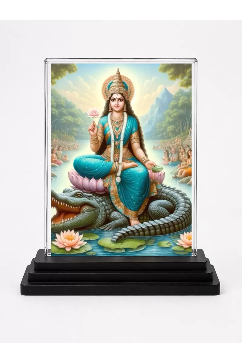 Lord Ganesha Acrylic Car Dashboard Showpiece | Double-Sided Lord Ganesha Photo Stand | 3 X 4 Inch Photo | Transparent Acrylic Frame With Black Base | Car Dashboard, Office & Table Decor (F71769)