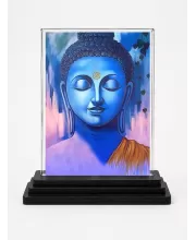Buddha Acrylic Car Dashboard Showpiece | Double-Sided Buddha Photo Stand | 3 X 4 Inch Photo | Transparent Acrylic Frame With Black Base | Car Dashboard, Office & Table Decor (F71771)