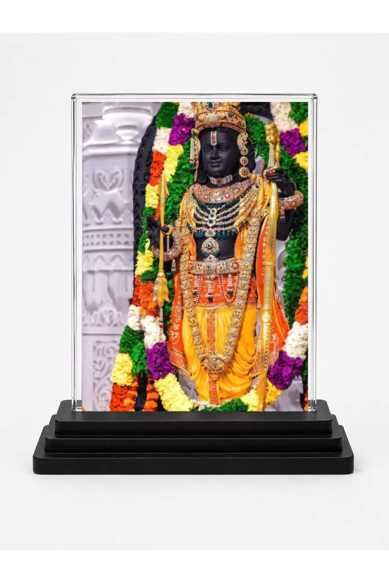 Ram Acrylic Car Dashboard Showpiece | Double-Sided Ram Photo Stand | 3 X 4 Inch Photo | Transparent Acrylic Frame With Black Base | Car Dashboard, Office & Table Decor (F71774)