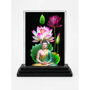Buddha Acrylic Car Dashboard Showpiece | Double-Sided Buddha Photo Stand | 3 X 4 Inch Photo | Transparent Acrylic Frame With Black Base | Car Dashboard, Office & Table Decor (F71776) Buddha Acrylic Car Dashboard Showpiece | Double-Sided Buddha Photo Stand | 3 X 4 Inch Photo | Transparent Acrylic Frame With Black Base | Car Dashboard, Office & Table Decor (F71776)