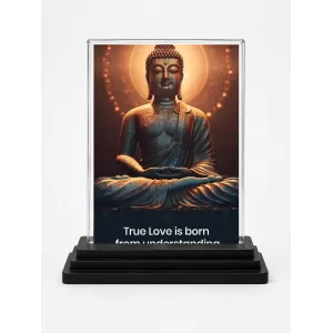 Buddha Acrylic Car Dashboard Showpiece | Double-Sided Buddha Photo Stand | 3 X 4 Inch Photo | Transparent Acrylic Frame With Black Base | Car Dashboard, Office & Table Decor (F71781) Buddha Acrylic Car Dashboard Showpiece | Double-Sided Buddha Photo Stand | 3 X 4 Inch Photo | Transparent Acrylic Frame With Black Base | Car Dashboard, Office & Table Decor (F71781)