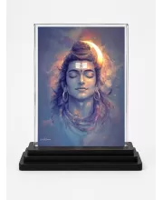 Shiva Acrylic Car Dashboard Showpiece | Double-Sided Shiva Photo Stand | 3 X 4 Inch Photo | Transparent Acrylic Frame With Black Base | Car Dashboard, Office & Table Decor (F71783)