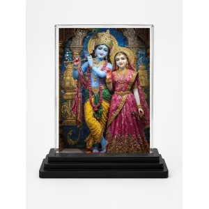 Krishna And Radha Acrylic Car Dashboard Showpiece | Double-Sided Krishna And Radha Photo Stand | 3 X 4 Inch Photo | Transparent Acrylic Frame With Black Base | Car Dashboard, Office & Table Decor (F71784) Krishna And Radha Acrylic Car Dashboard Showpiece | Double-Sided Krishna And Radha Photo Stand | 3 X 4 Inch Photo | Transparent Acrylic Frame With Black Base | Car Dashboard, Office & Table Decor (F71784)