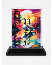 Canada Geese Acrylic Car Dashboard Showpiece | Double-Sided Canada Geese Photo Stand | 3 X 4 Inch Photo | Transparent Acrylic Frame With Black Base | Car Dashboard, Office & Table Decor (F71785)