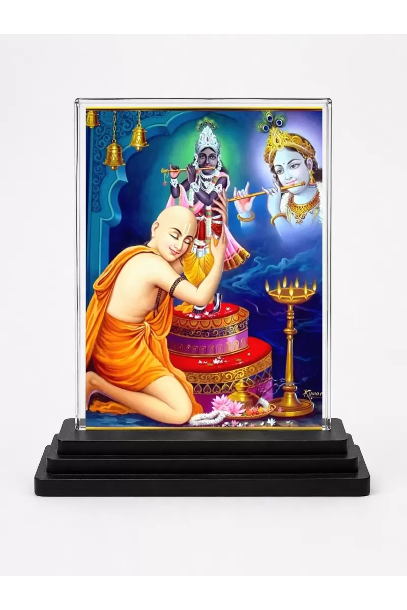 Prahlad Acrylic Car Dashboard Showpiece | Double-Sided Prahlad Photo Stand | 3 X 4 Inch Photo | Transparent Acrylic Frame With Black Base | Car Dashboard, Office & Table Decor (F71788)