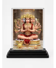 Lord Brahma Acrylic Car Dashboard Showpiece | Double-Sided Lord Brahma Photo Stand | 3 X 4 Inch Photo | Transparent Acrylic Frame With Black Base | Car Dashboard, Office & Table Decor (F71794)