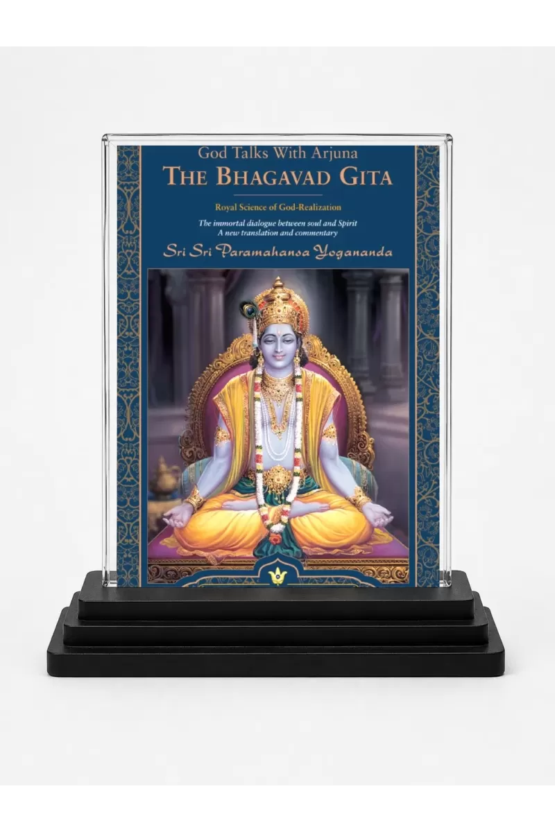 Krishna Acrylic Car Dashboard Showpiece | Double-Sided Krishna Photo Stand | 3 X 4 Inch Photo | Transparent Acrylic Frame With Black Base | Car Dashboard, Office & Table Decor (F71799)