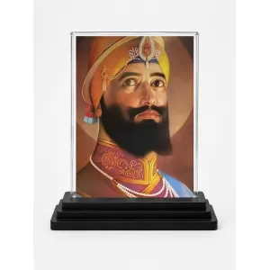 Guru Gobind Singh Acrylic Car Dashboard Showpiece | Double-Sided Guru Gobind Singh Photo Stand | 3 X 4 Inch Photo | Transparent Acrylic Frame With Black Base | Car Dashboard, Office & Table Decor (F71800) Guru Gobind Singh Acrylic Car Dashboard Showpiece | Double-Sided Guru Gobind Singh Photo Stand | 3 X 4 Inch Photo | Transparent Acrylic Frame With Black Base | Car Dashboard, Office & Table Decor (F71800)
